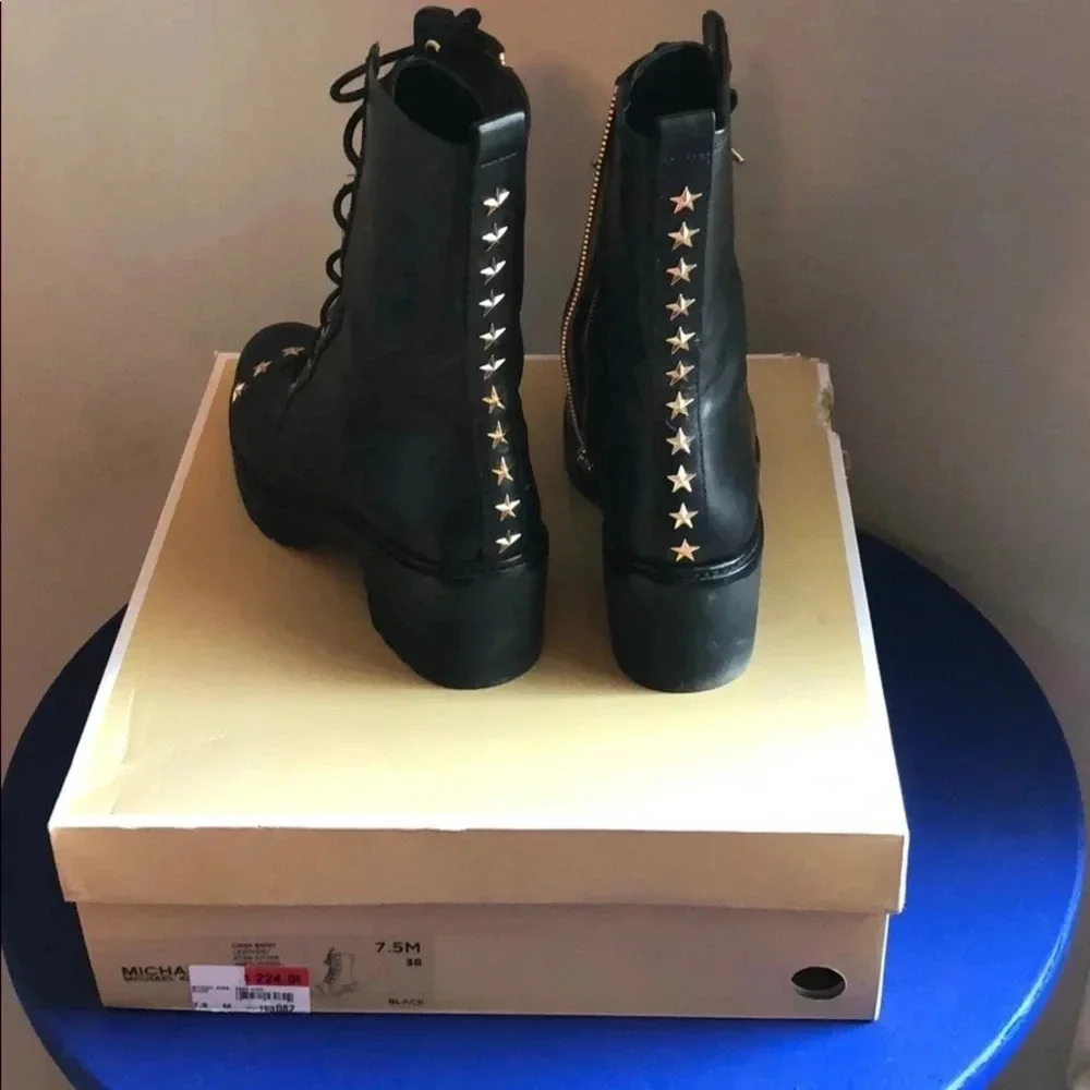 Michael Kors Cody/Leather Star Studded Boots - Picture 3 of 4